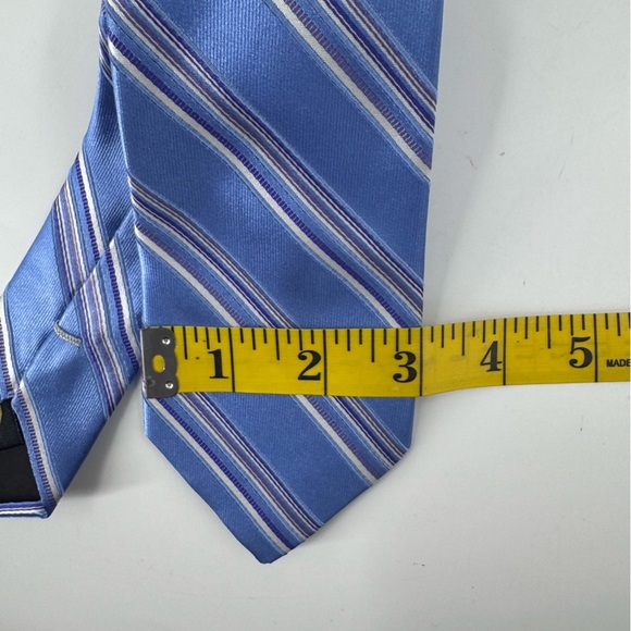 English Laundry Blue and White Striped Silk Tie - Picture 8 of 8